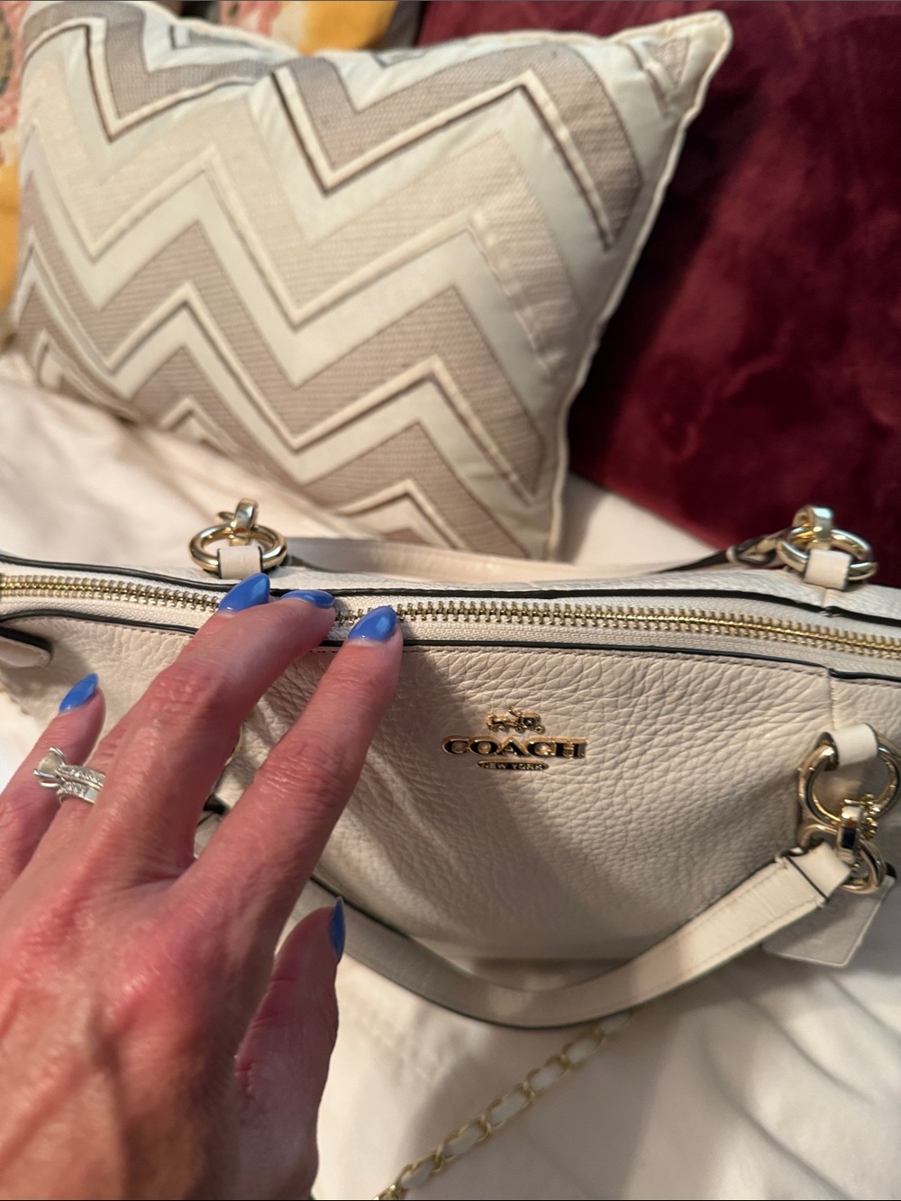 Coach Pebbled Leather Satchel Crossbody Ivory Cream Bag - Picture 4 of 12